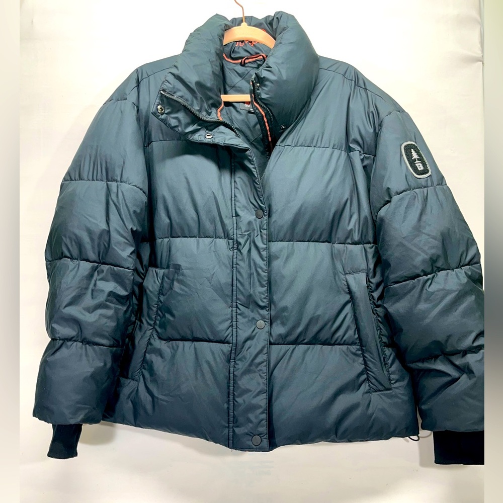 BASS OUTDOOR DISCOVERY PUFFER ZIP SNAP JACKET WOMENS LG BLACK SKI SLEIGH SNOW